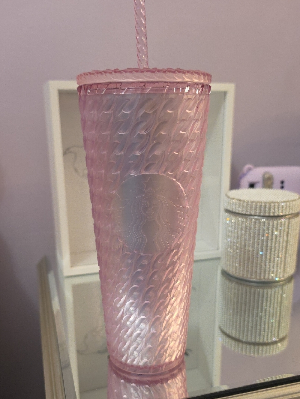 Pink Cable Knit Pattern Starbucks Tumbler